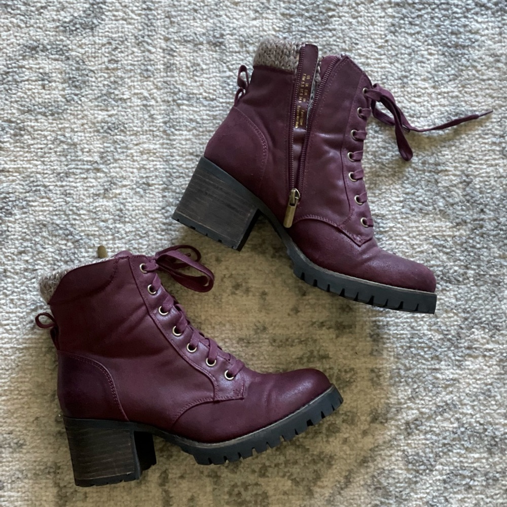 Carlos Santana purple combat boots